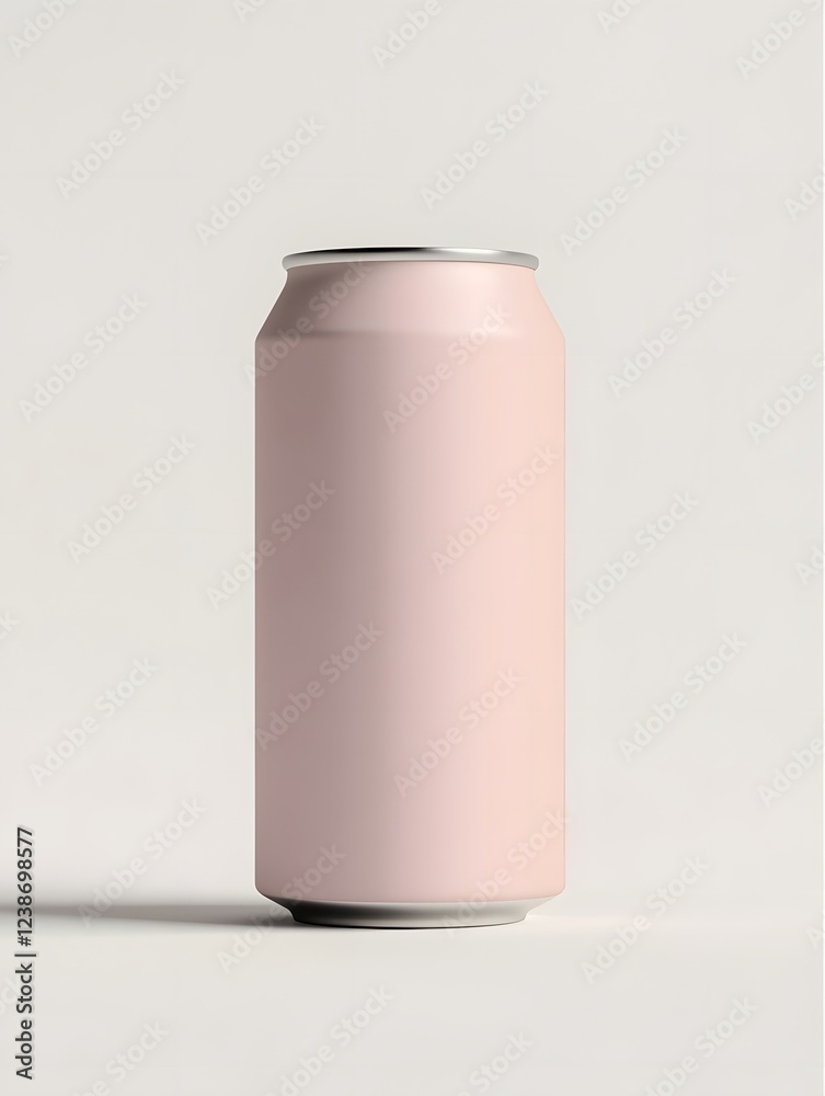 Matte Aluminum Can with Minimalist Pastel Typography on Clean White Background Matte Aluminum Can with Minimalist Pastel Typography on Clean White Background