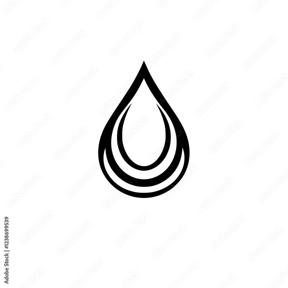 Abstract Water Drop Logo Design: Minimalist Black and White Vector Icon Abstract Water Drop Logo Design: Minimalist Black and White Vector Icon