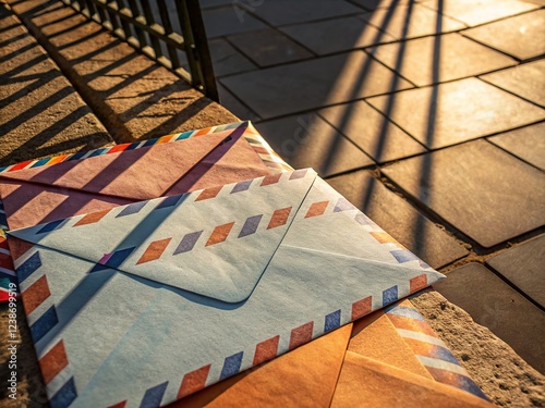 AI-created double exposure, an envelope's design reframed.  Intricate, digital artistry.