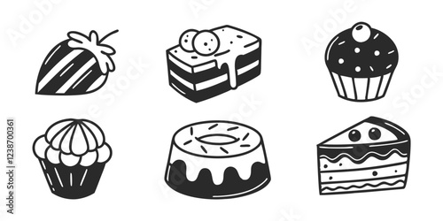 Hand-Drawn Bakery Shop Illustration Collection – Sweets, Pastries & Baking Goods