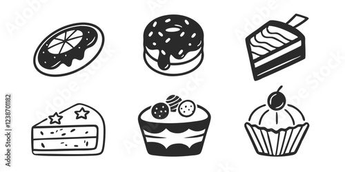 Hand-Drawn Bakery Shop Illustration Collection – Sweets, Pastries & Baking Goods