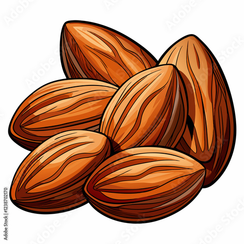Close-Up Illustration of Almonds with Detailed Texture - Perfect for Nut Enthusiasts.
