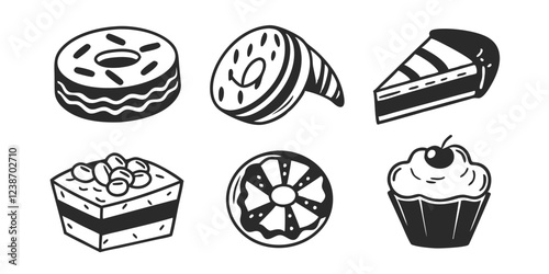 Hand-Drawn Bakery Shop Illustration Collection – Sweets, Pastries & Baking Goods