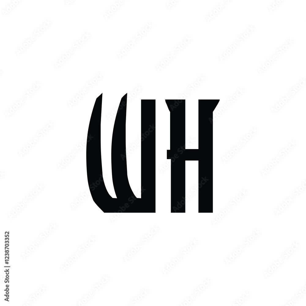 Obraz premium WH monogram logo design letter text name symbol monochrome logotype alphabet character simple logo