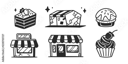 Hand-Drawn Bakery Shop Illustration Collection – Sweets, Pastries & Baking Goods