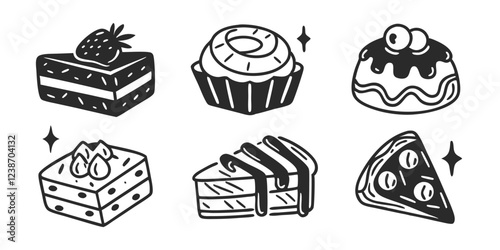 Hand-Drawn Bakery Shop Illustration Collection – Sweets, Pastries & Baking Goods