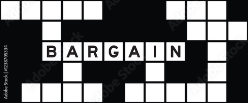 Alphabet letter in word bargain on crossword puzzle background
