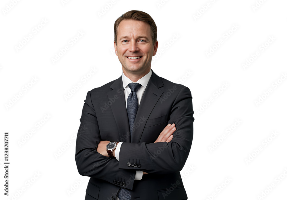 Handsome businessman in formal wear smiling and looking at camera, isolated Handsome businessman in formal wear smiling and looking at camera, isolated