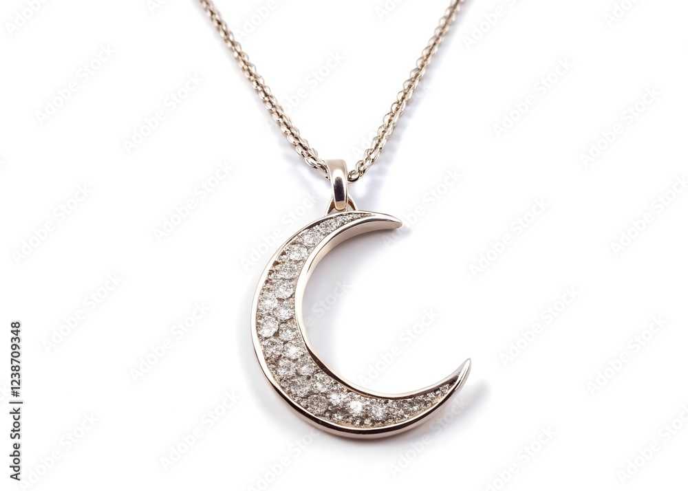 crescent moon necklace isolated on a white background crescent moon necklace isolated on a white background