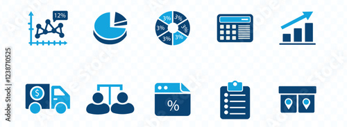 Circle percentage diagrams set. Loading indicator. Download process. Percentage pie chart for infographics, ui, web design and business presentation. Vector .