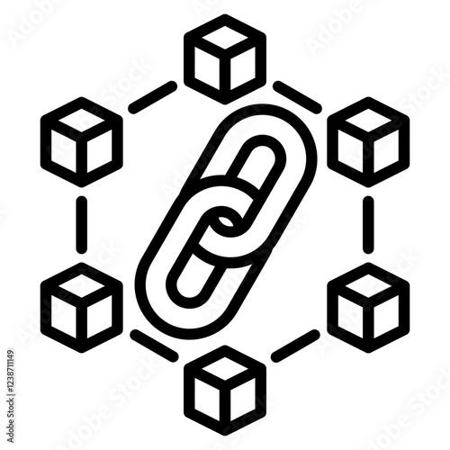 Blockchain Technology Icon Element For Design