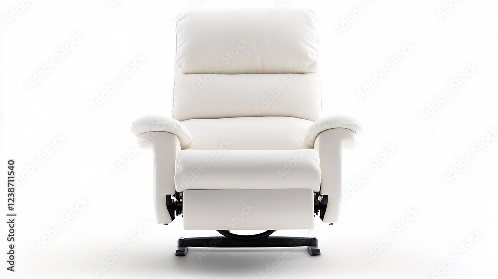 Naklejka premium Modern white reclining chair positioned centrally against a bright background, showcasing comfort and style