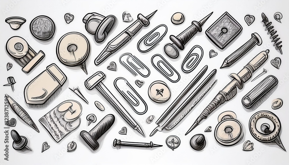 Fototapeta premium set of hand drawn numbers