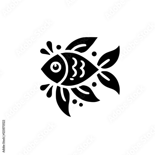 Elegant Black and White Fish Illustration: Minimalist Sea Life Design, Perfect for Nature Lovers and Home Decor photo