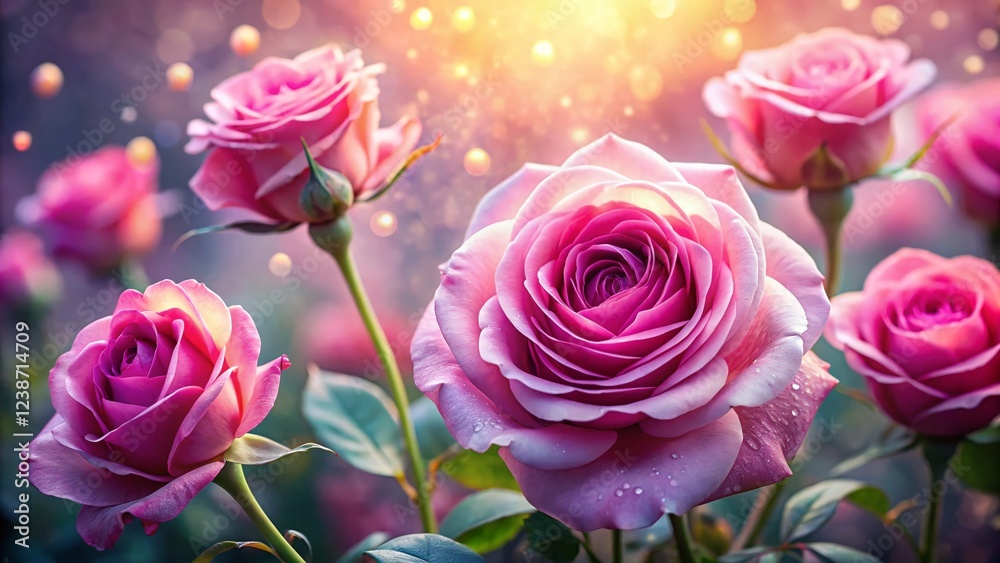 Fototapeta premium Dreamy Pink Roses: Elegant Floral Photography Background