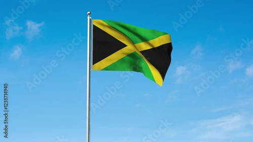 High detailed flag of Jamaica. National Jamaica flag. North America. 3D Render.