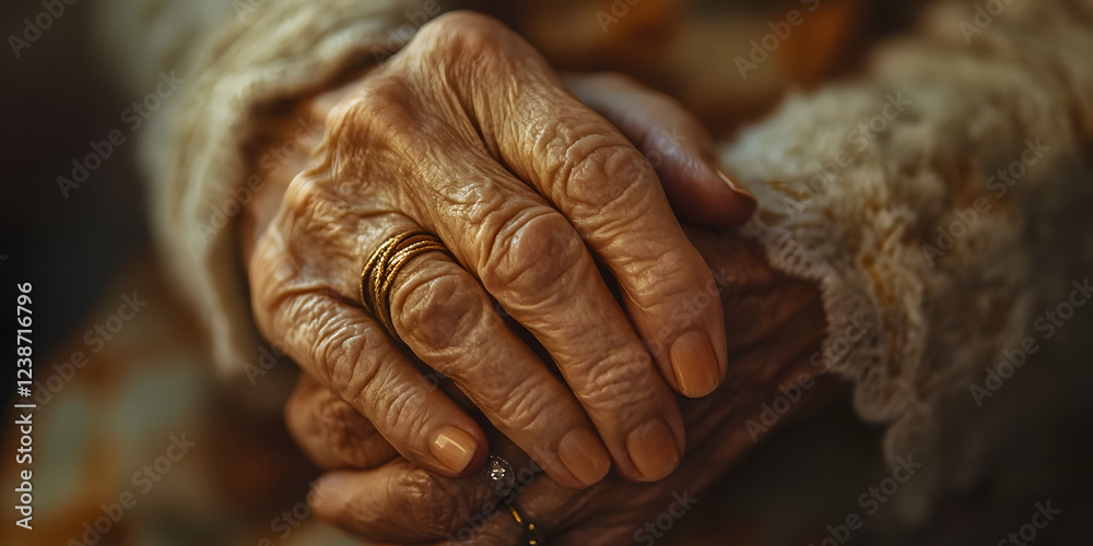 Elderly hands closeup, Aging gracefully photography, Senior hands with rings, Emotional senior portrait, Wrinkled hands Elderly hands closeup, Aging gracefully photography, Senior hands with rings, Emotional senior portrait, Wrinkled hands