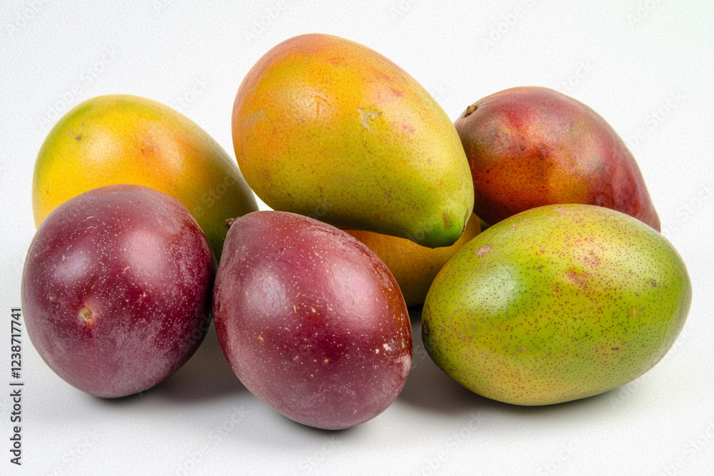 Tropical fruits on a white surface Tropical fruits on a white surface