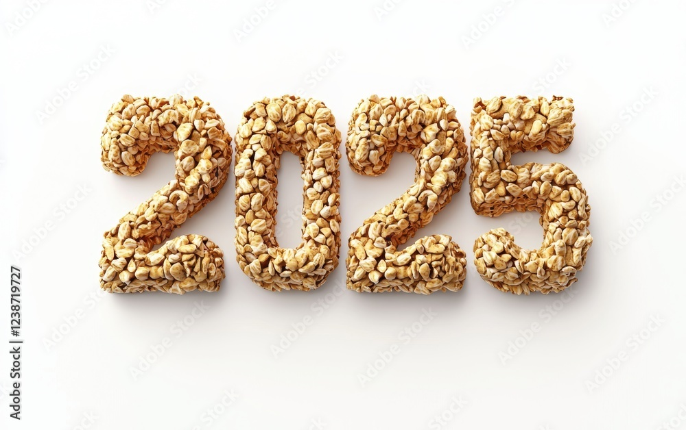 2025 Created from Crunchy Granola Bars with Honey Drizzle Isolated on a White Background 2025 Created from Crunchy Granola Bars with Honey Drizzle Isolated on a White Background