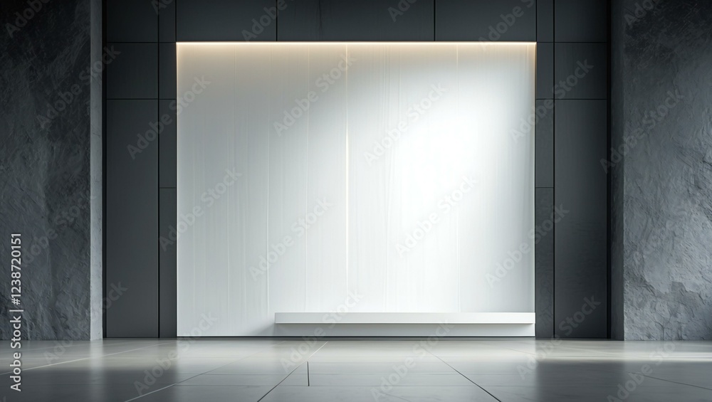 Modern gallery wall mockup in darkness. Dark museum hall Modern gallery wall mockup in darkness. Dark museum hall