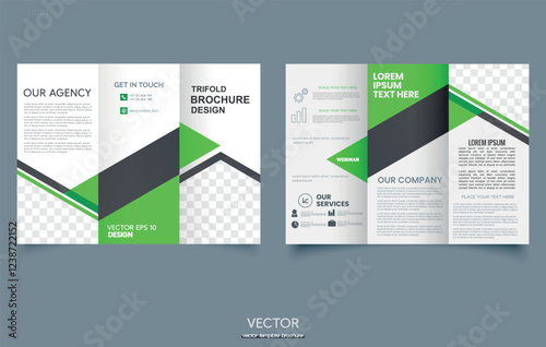 Trifold brochure template, three fold cover page, three fold brochure background layout design with mockup. print