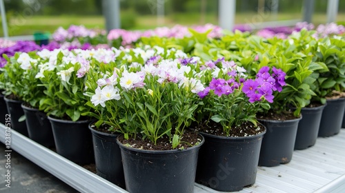Wallpaper Mural Greenhouse colorful flowers pots growing Torontodigital.ca