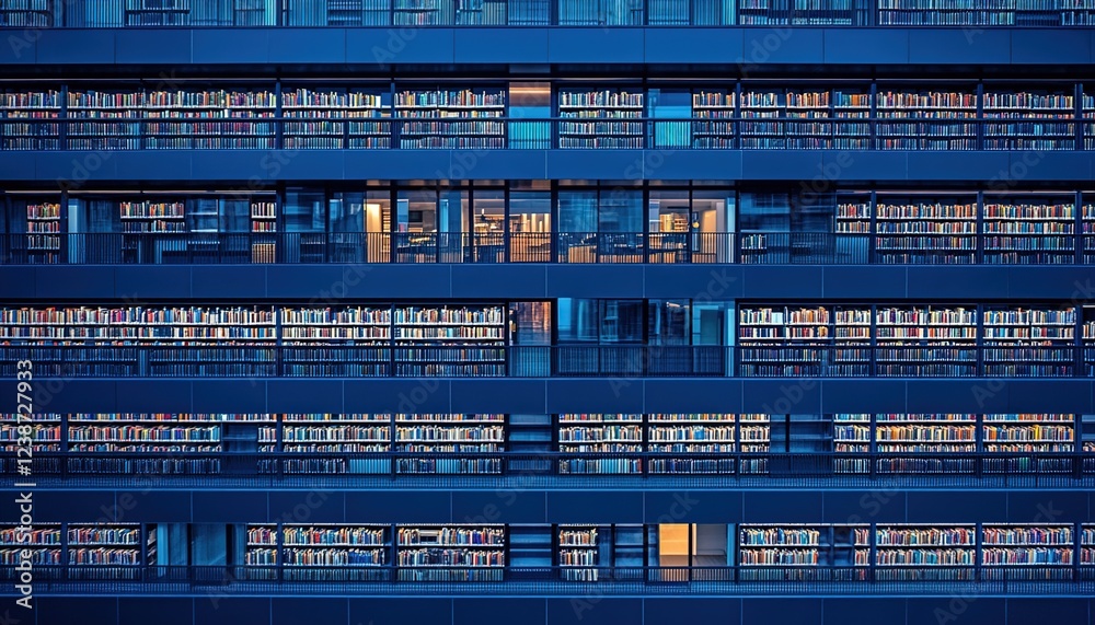 A photograph of an open library with rows and shelves filled with books, shot from above. The camera is positioned at eye level to capture the entire space, focusing on one shelf in detail. A photograph of an open library with rows and shelves filled with books, shot from above. The camera is positioned at eye level to capture the entire space, focusing on one shelf in detail.