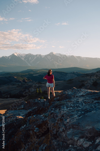 Woman Admiring Mountain Lan...
