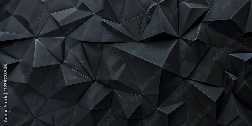 Obraz premium A deep black surface with minimalist, geometric prism patterns, Structured and intricate composition