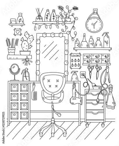 Haircut Barber Workshop Coloring Page For Kids And Adults