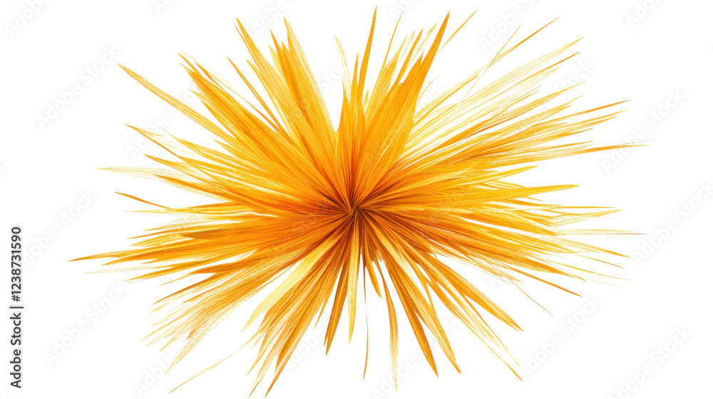 Fototapeta premium Abstract orange spiky shape exploding on transparent background