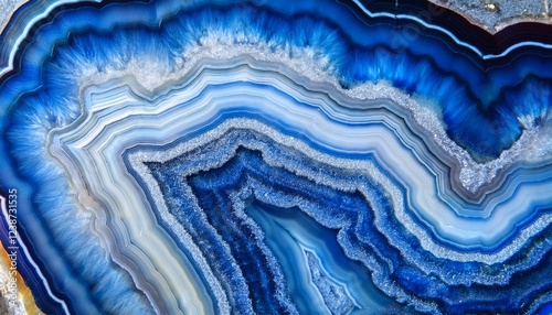 macro photograph of blue agate mineral crystals