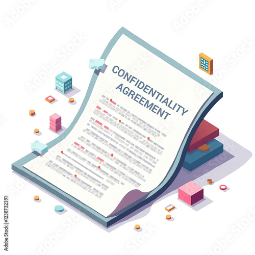 An isometric depiction of confidentiality agreement icon  photo