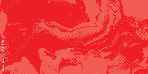 Distressed background in red texture with circles, spots, scratches, and lines. Abstract vector illustration.
