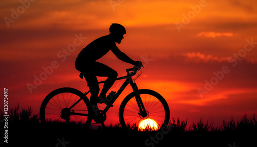 Wallpaper Mural Silhouette of a Cyclist at Sunset Torontodigital.ca