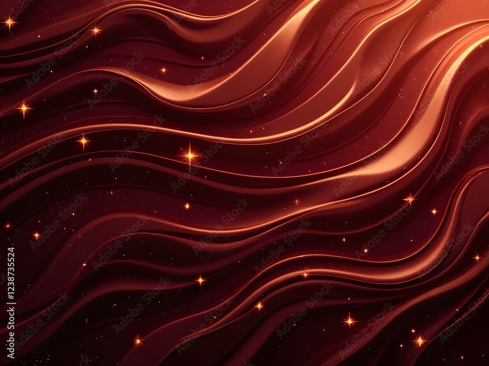 Obraz premium Elegant Abstract maroon red Background with Gold Wave Design with Sparkling Particles
