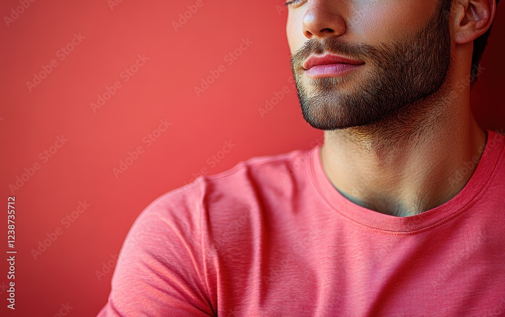 Obraz premium handsome man smiling with a mustache and a causal t-shirt