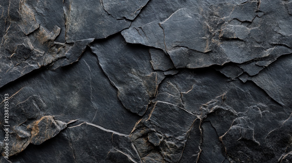 Dark Fractured Stone Texture Background Abstract Geology Surface Natural Black Rock Solid