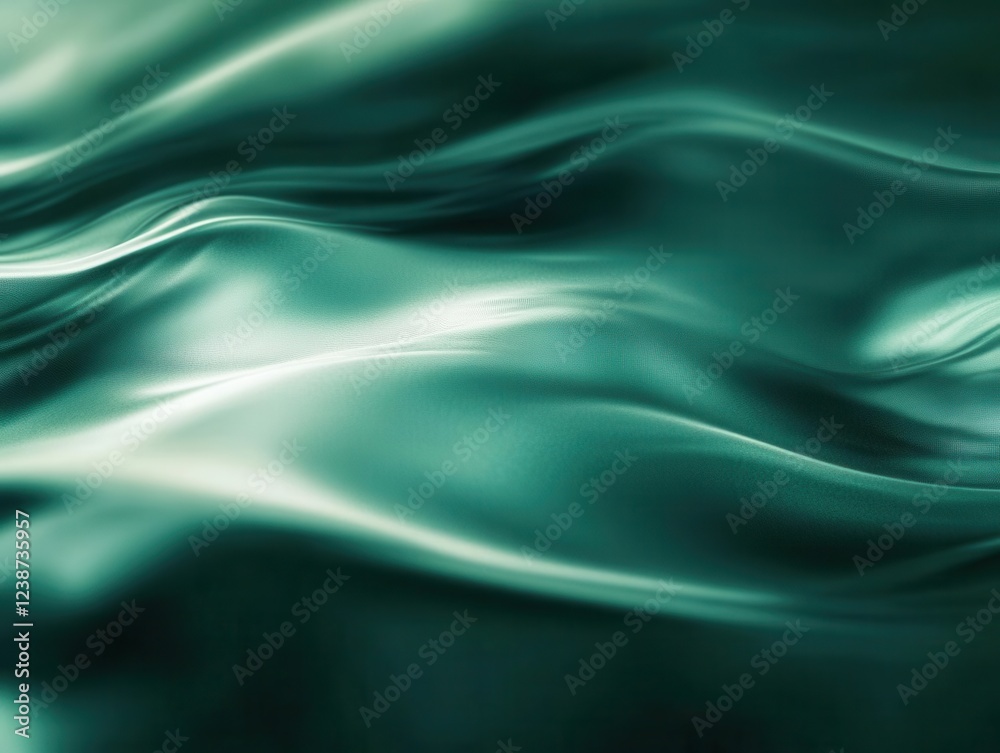 Obraz premium ethereal flowing abstract background with deep emerald and jade gradients, featuring organic ripples and subtle metallic highlights