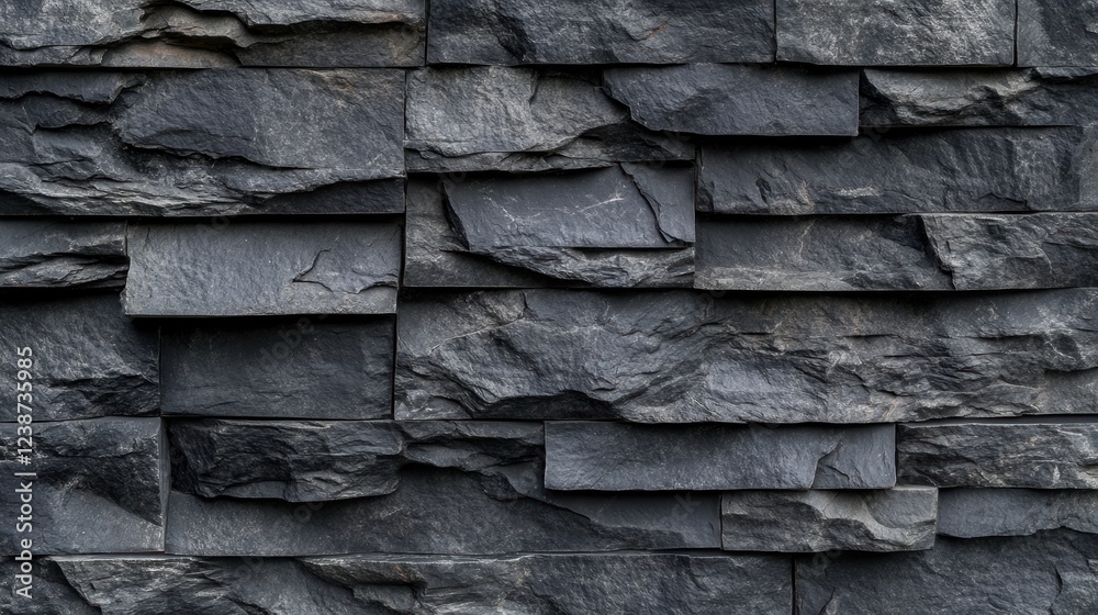 Dark Gray Stone Wall Texture With Rough Surface Stacked Stones And Interlocking Patterns Background