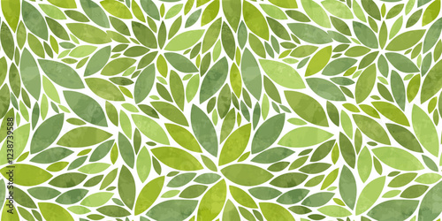 Wallpaper Mural Green leaves seamless vector pattern. Watercolor tea leaf background, textured jungle print. Torontodigital.ca