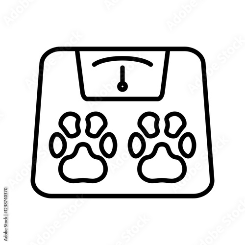 Vet animal weight scale icon. Editable line stroke on white background