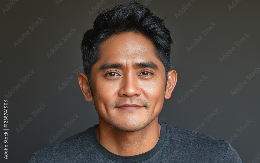 Fototapeta premium handsome man smiling with a mustache and a causal t-shirt