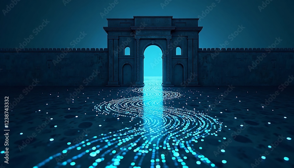 Fototapeta premium Illuminated Gateway with Flowing Light