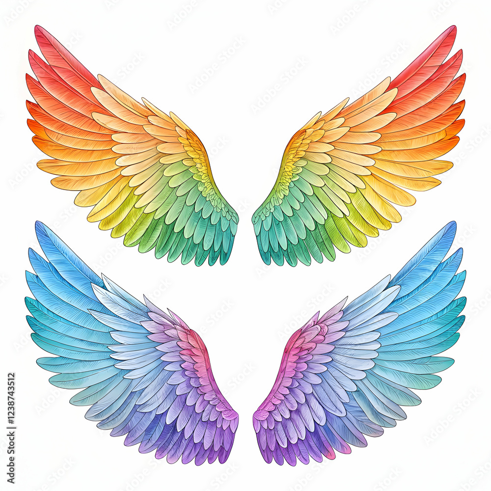 Obraz premium color wing transparent set