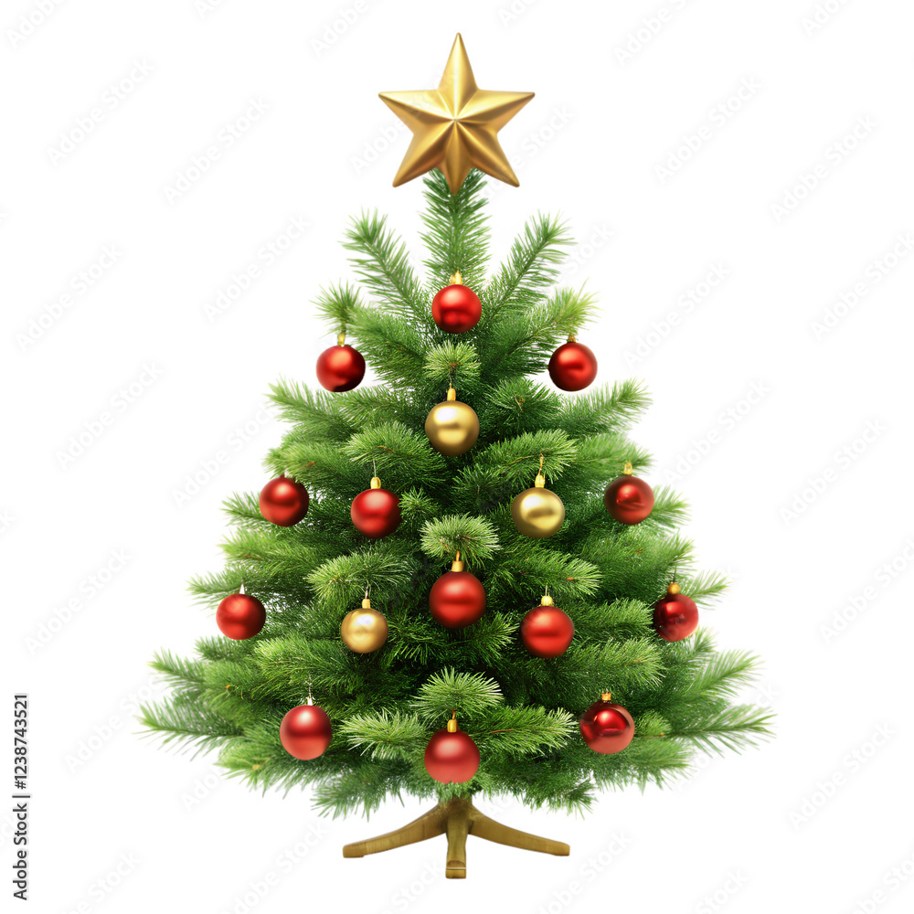 Tree with a star isolated on transparent background 