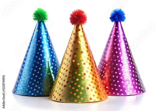 colorful party hats isolated on a white background