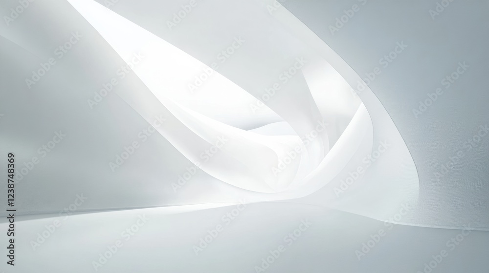 Fototapeta premium Soft White Curving Structure With Light and Smooth Surface in an Abstract Setting