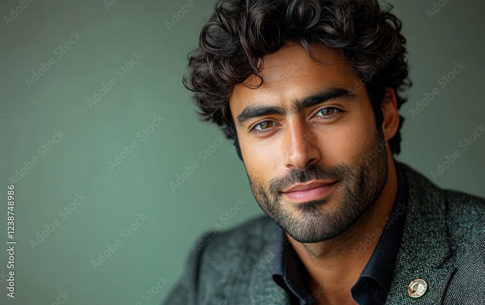 handsome man with a beard and blue eyes is wearing a suit and smiling to the camera handsome man with a beard and blue eyes is wearing a suit and smiling to the camera