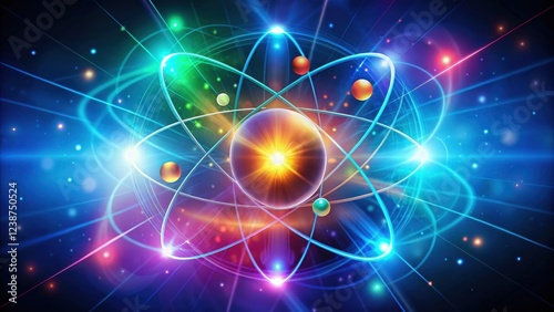 Wallpaper Mural Vibrant Atom Structure with Orbital Energy and Particle Motion Torontodigital.ca